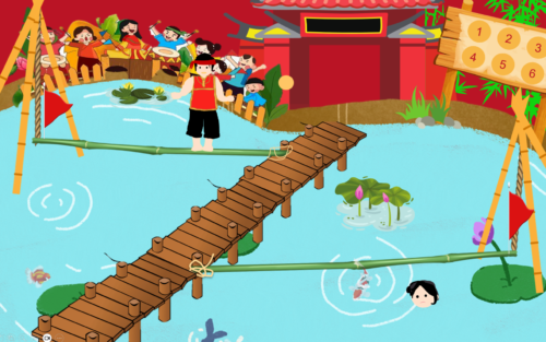 Trò chơi powerpoint đội nhóm Đi Cầu Kiều